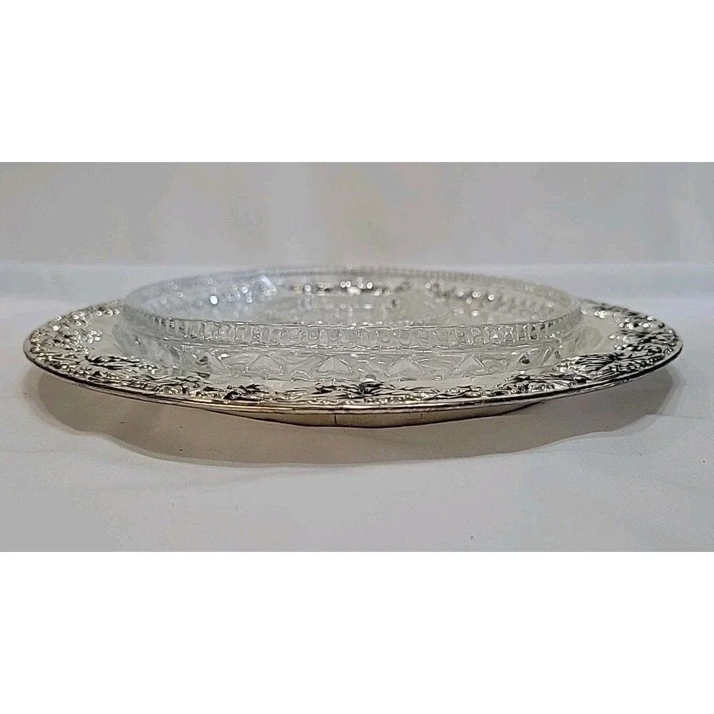 Vintage Godinger Paul Revere Silver Plated Grape Design Oval Relish Tray 6036